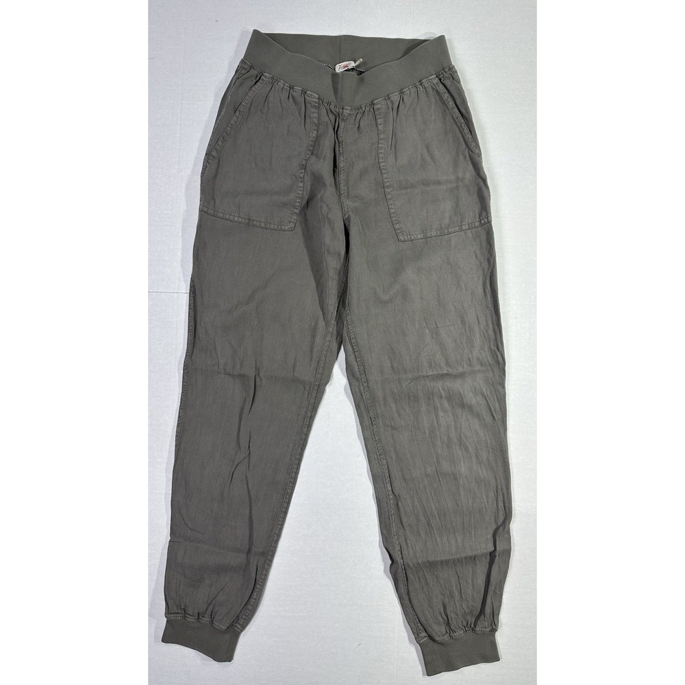 Faherty Tencel Linen Blend Jogger Pants Gray Women's Size S Made in Turkey